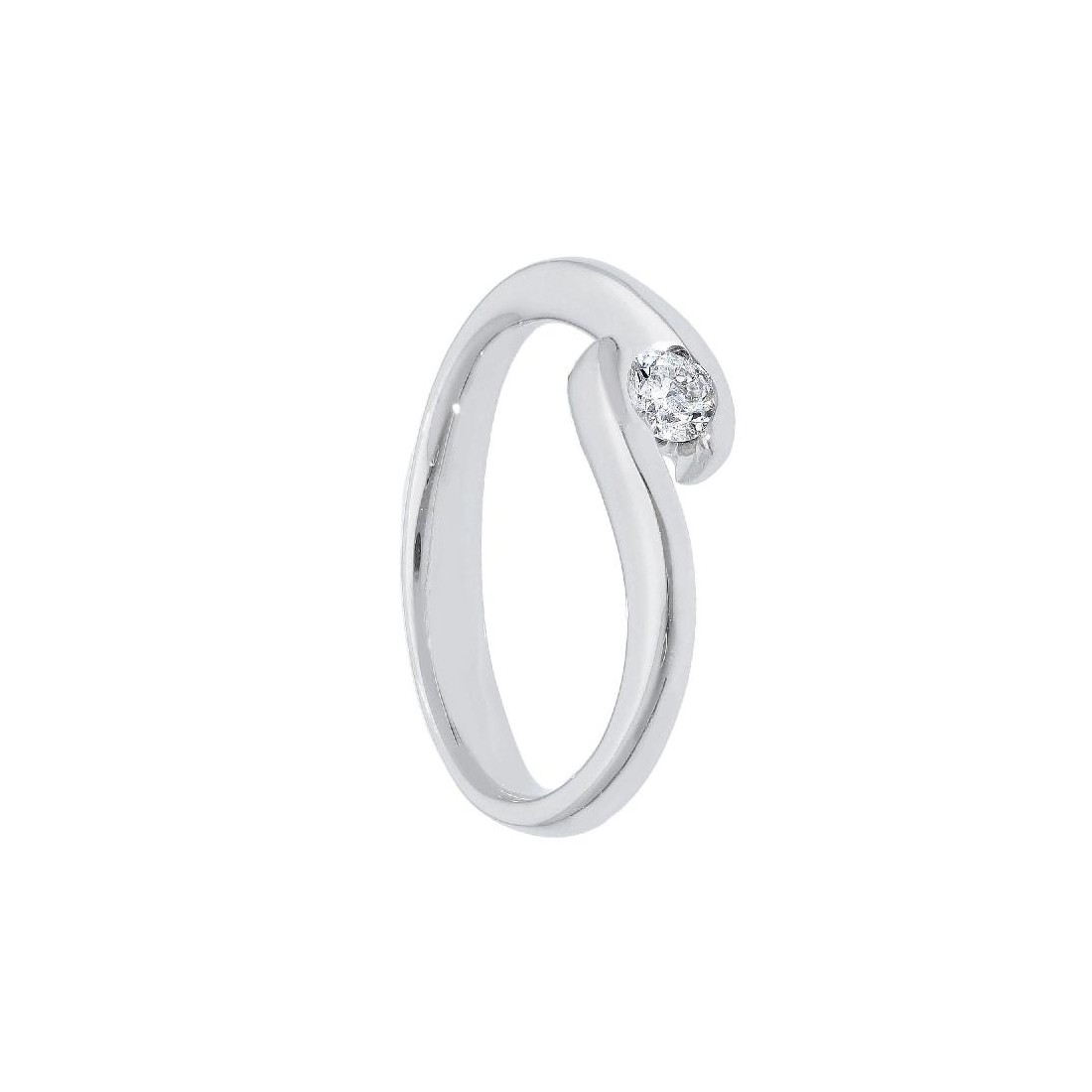 Anello solitario in oro bianco 750/ooo e diamante