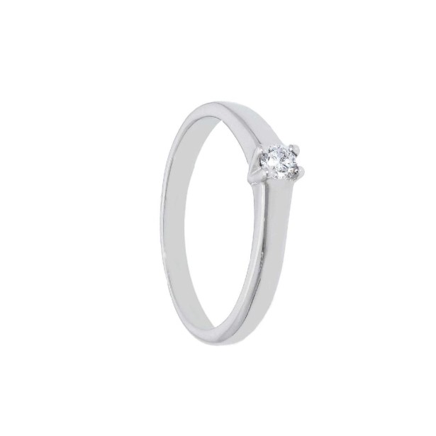 Anello solitario in oro bianco 750/ooo e diamante