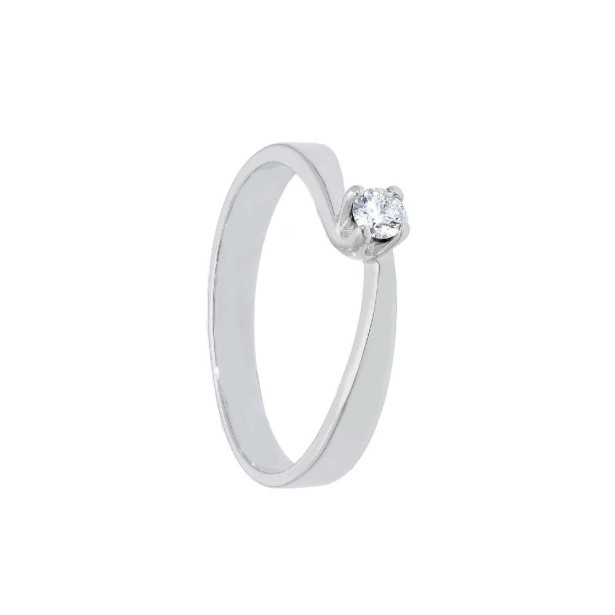 Anello solitario in oro bianco 750/ooo e diamante