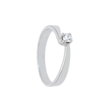 Anello solitario in oro bianco 750/ooo e diamante