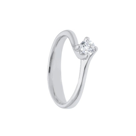 Anello solitario in oro bianco 750/ooo e diamante