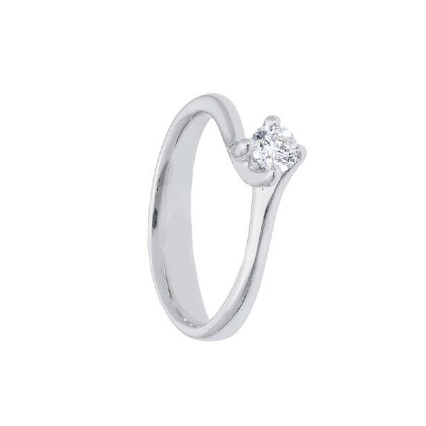 Anello solitario in oro bianco 750/ooo e diamante