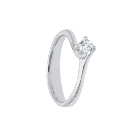 Anello solitario in oro bianco 750/ooo e diamante