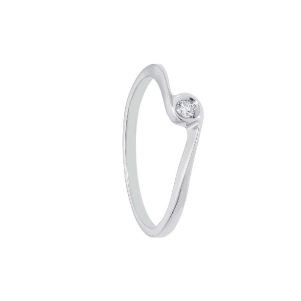 Anello solitario in oro bianco 750/°°° e diamante