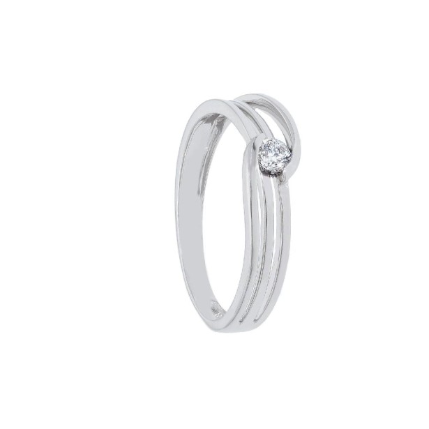Anello solitario in oro bianco 750/°°° e diamante