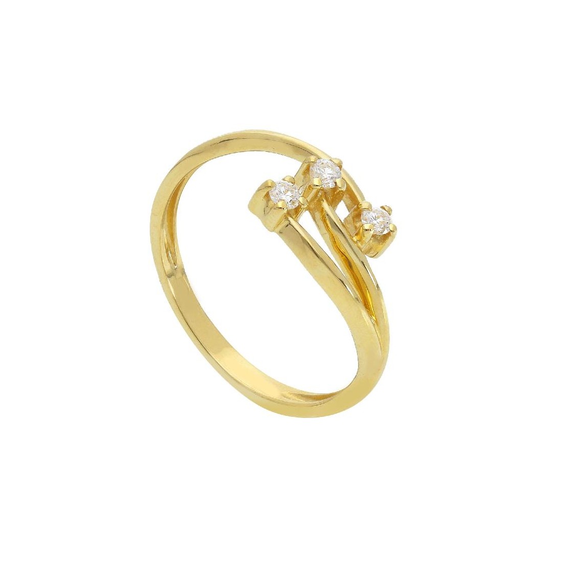 Anello trilogy in oro giallo 750/°°° e diamante
