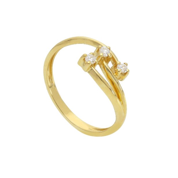 Anello trilogy in oro giallo 750/°°° e diamante