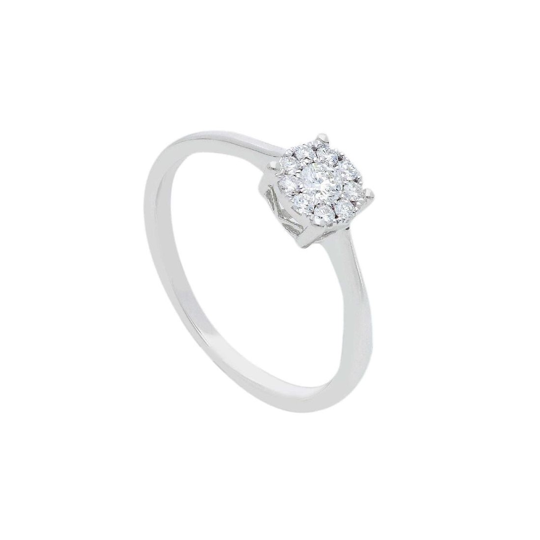 Anello solitario in oro bianco 750/°°° e diamante