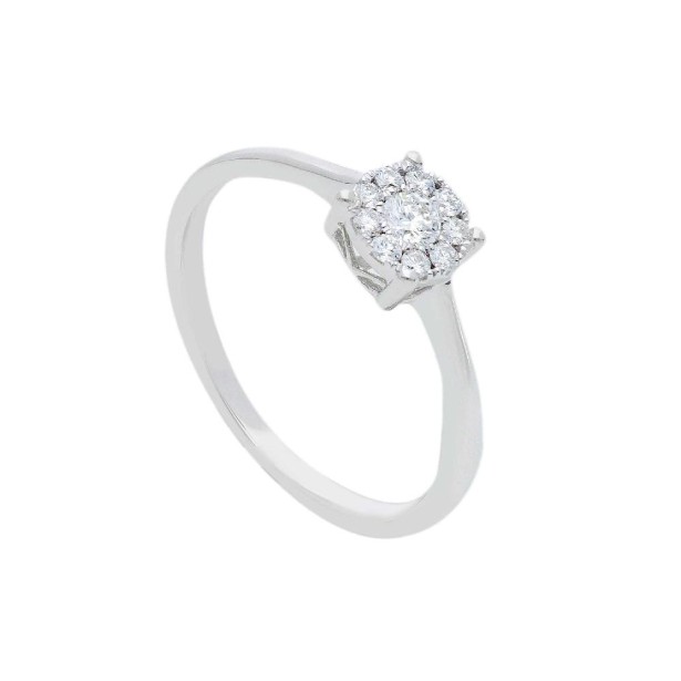 Anello solitario in oro bianco 750/°°° e diamante