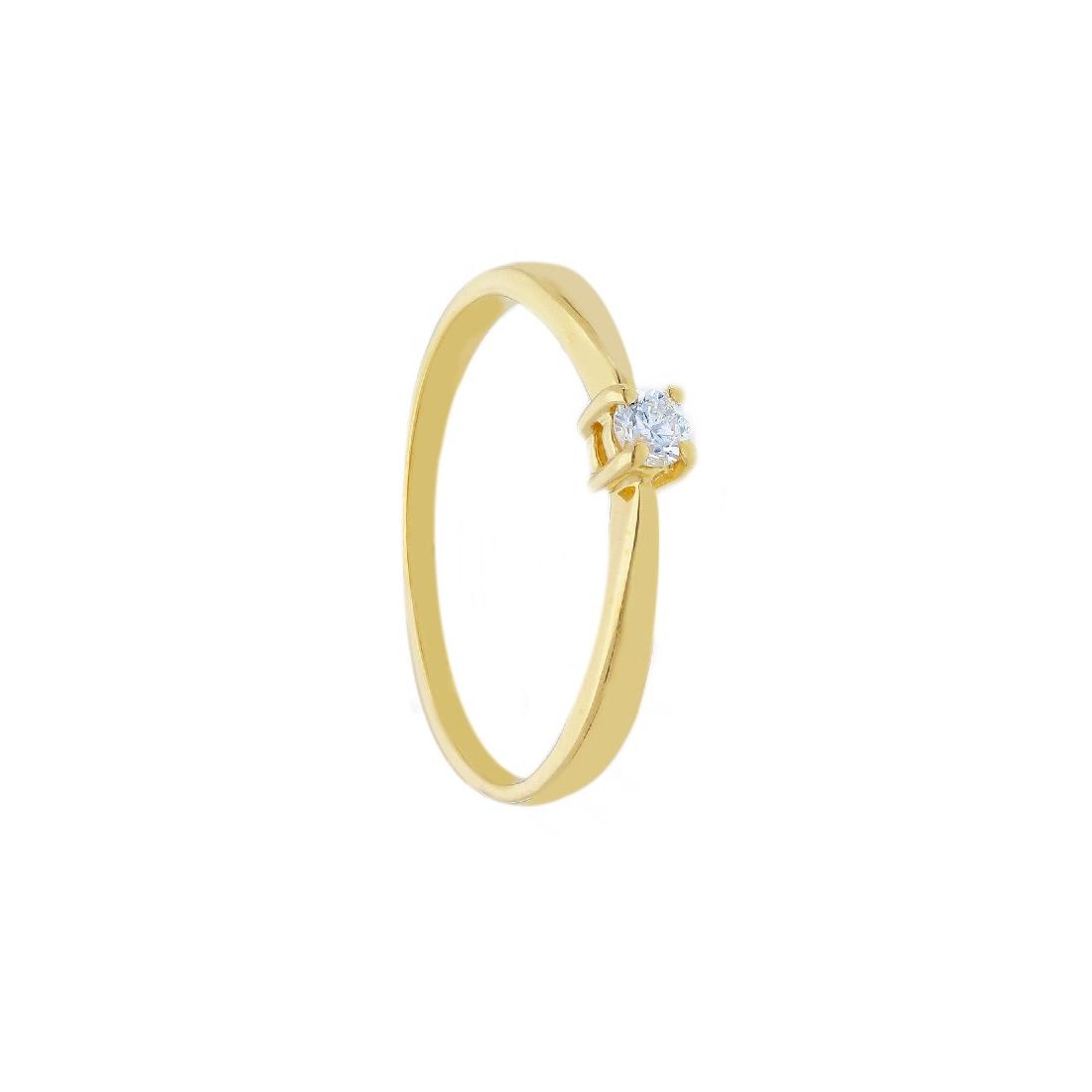 Anello solitario in oro giallo 750/°°° e diamante