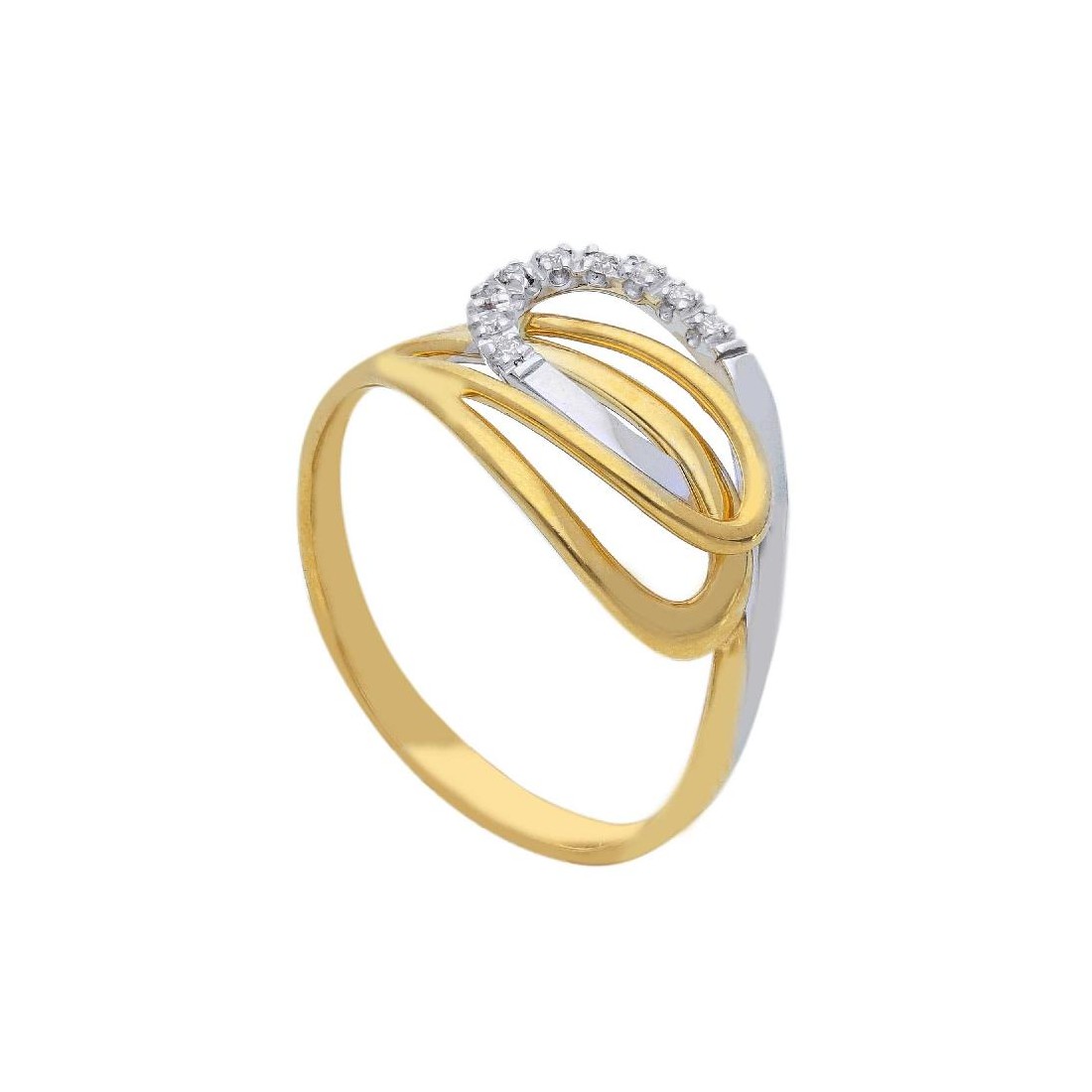 Anello in oro giallo e bianco 750/°°° e diamante
