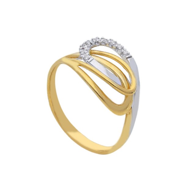 Anello in oro giallo e bianco 750/°°° e diamante