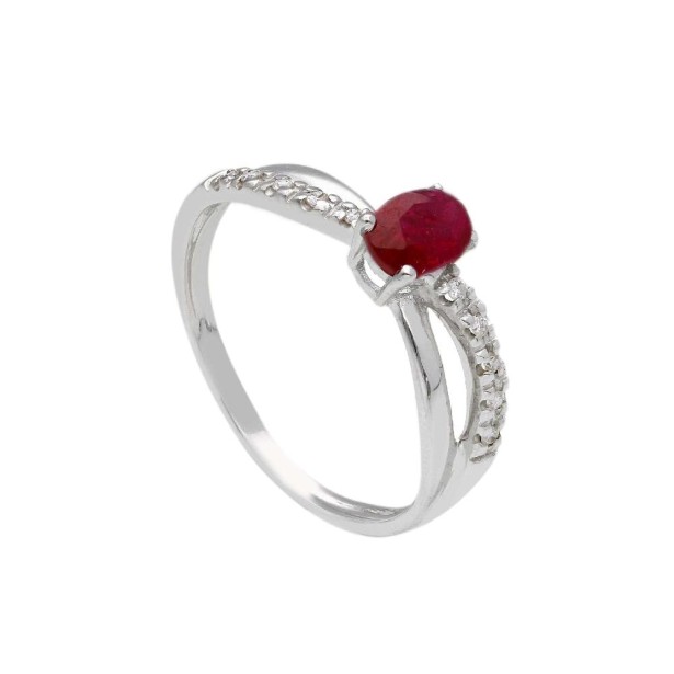Anello in oro bianco 750/°°° diamante e rubino