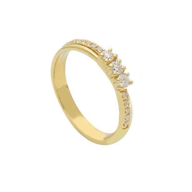 Anello trilogy in oro giallo 750/°°° e diamante