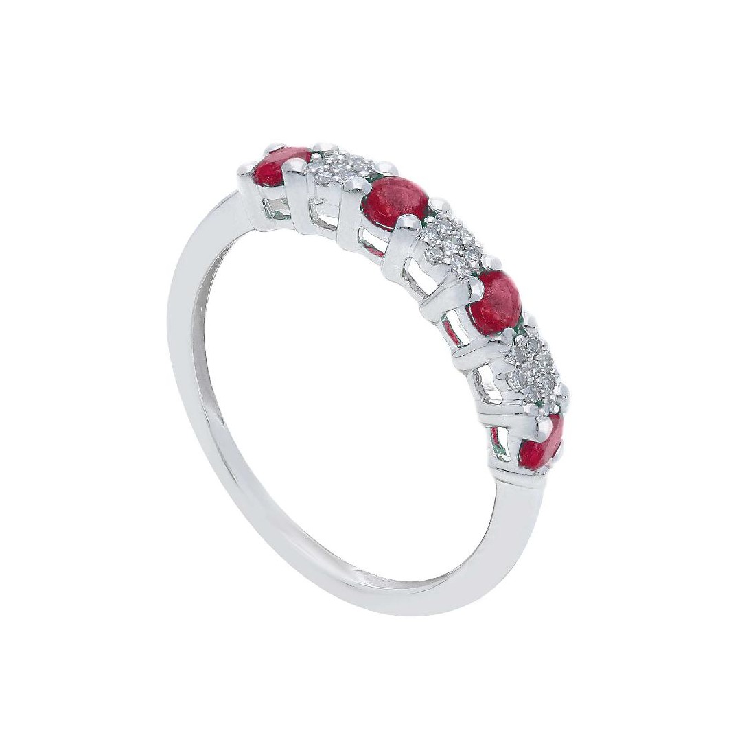 Anello reviere in oro bianco 750/°°° diamante e rubino