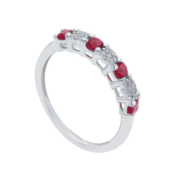 Anello reviere in oro bianco 750/°°° diamante e rubino