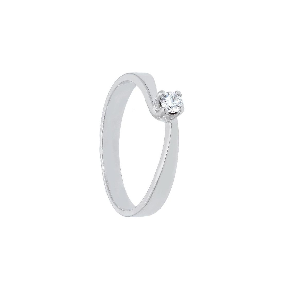 Anello solitario in oro bianco 750/ooo e diamante
