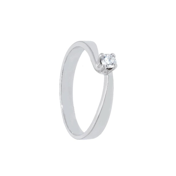 Anello solitario in oro bianco 750/ooo e diamante