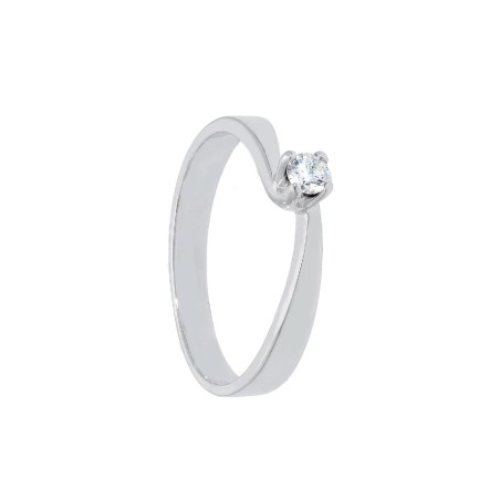Anello solitario in oro bianco 750/ooo e diamante