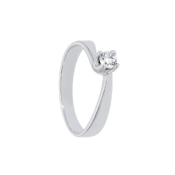 Anello solitario in oro bianco 750/ooo e diamante