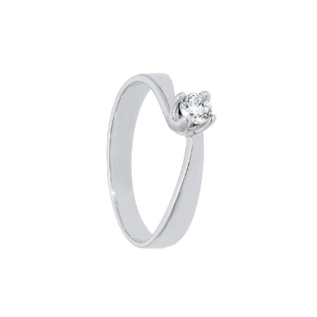 Anello solitario in oro bianco 750/ooo e diamante