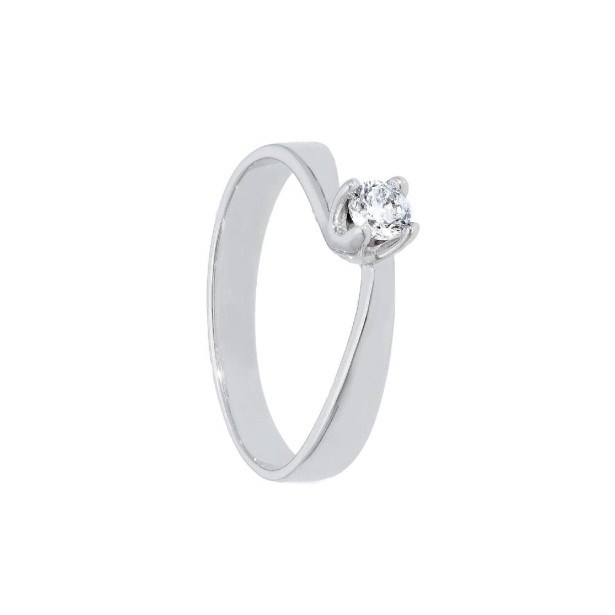 Anello solitario in oro bianco 750/ooo e diamante