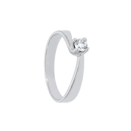 Anello solitario in oro bianco 750/ooo e diamante