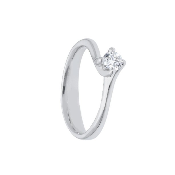 Anello solitario in oro bianco 750/ooo e diamante