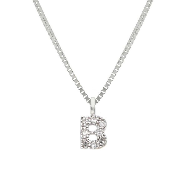 Girocollo in oro bianco 375/°°° e diamante con iniziale