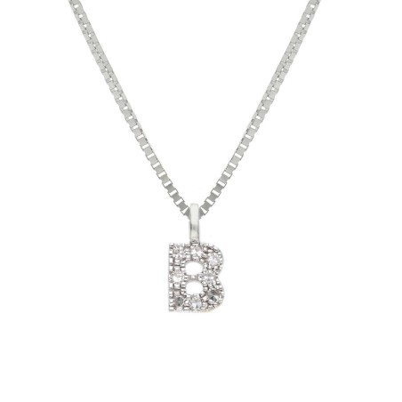 Girocollo in oro bianco 375/°°° e diamante con iniziale