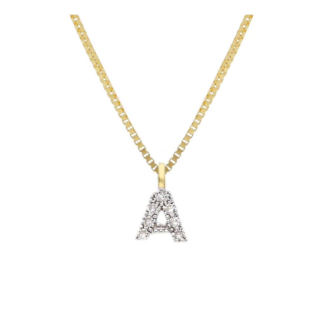 Girocollo in oro giallo 375/°°° e diamante con iniziale