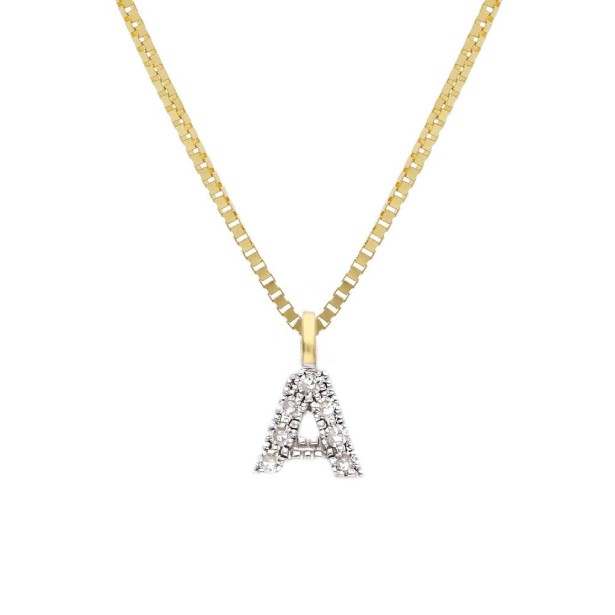 Girocollo in oro bianco 375/°°° e diamante con iniziale