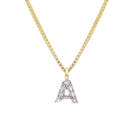 Girocollo in oro giallo 375/°°° e diamante con iniziale