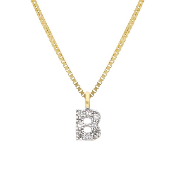 Girocollo in oro giallo 375/°°° e diamante con iniziale