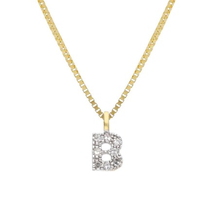 Girocollo in oro giallo 375/°°° e diamante con iniziale