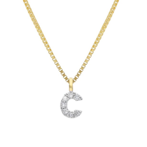 Girocollo in oro giallo 375/°°° e diamante con iniziale