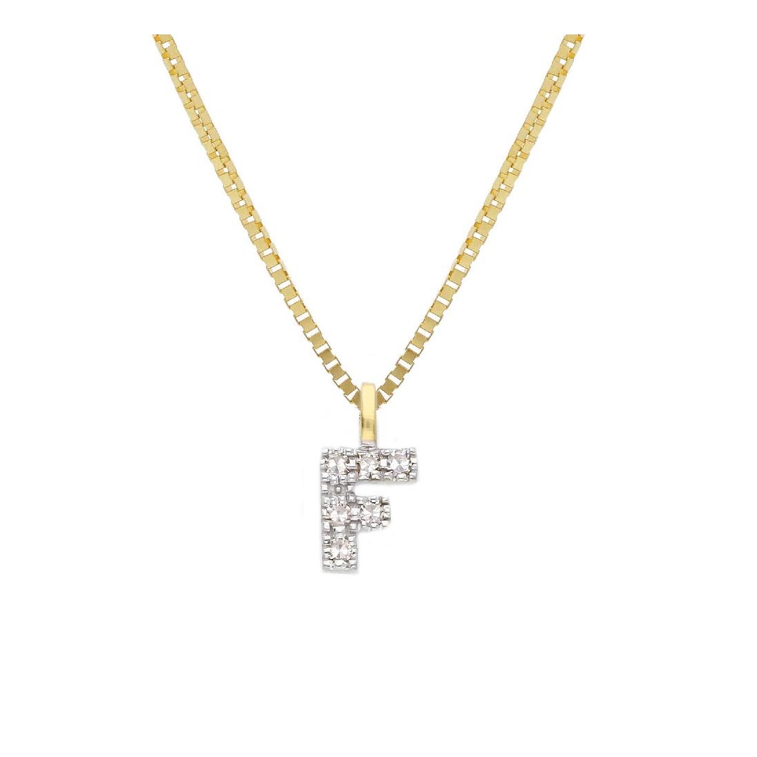 Girocollo in oro bianco 375/°°° e diamante con iniziale