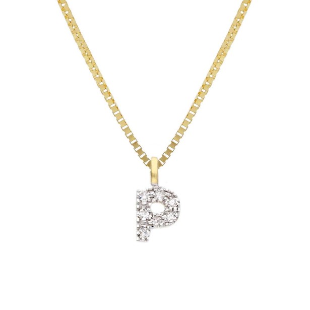 Girocollo in oro giallo 375/°°° e diamante con iniziale
