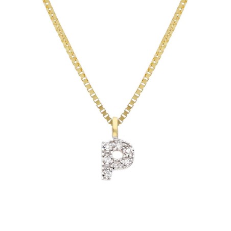 Girocollo in oro giallo 375/°°° e diamante con iniziale