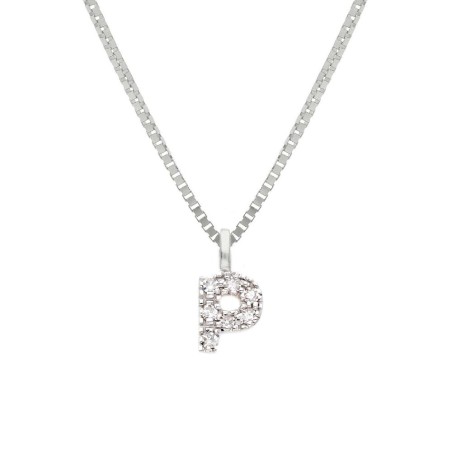 Girocollo in oro bianco 375/°°° e diamante con iniziale