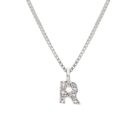 Girocollo in oro bianco 375/°°° e diamante con iniziale