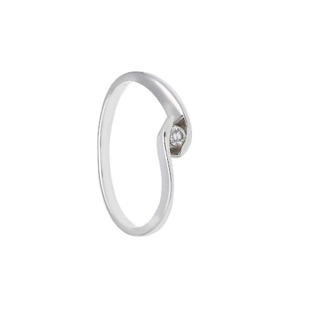 Anello solitario in oro bianco 375/°°° e diamante