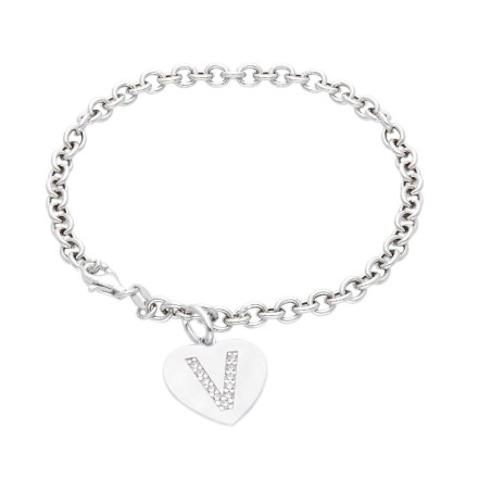 Bracciale in argento 925/ooo e zirconia cubica con iniziale