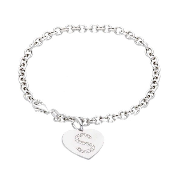 Bracciale in argento 925/ooo e zirconia cubica con iniziale