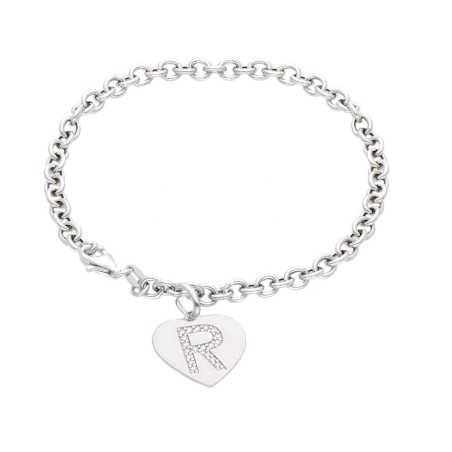 Bracciale in argento 925/ooo e zirconia cubica con iniziale
