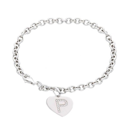 Bracciale in argento 925/ooo e zirconia cubica con iniziale