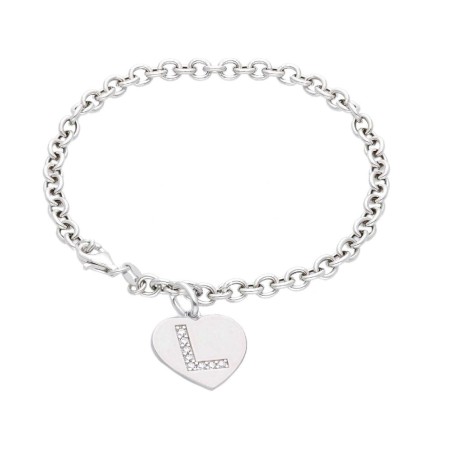 Bracciale in argento 925/ooo e zirconia cubica con iniziale