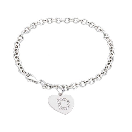 Bracciale in argento 925/ooo e zirconia cubica con iniziale