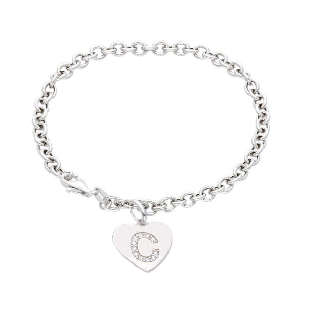 Bracciale in argento 925/ooo e zirconia cubica con iniziale