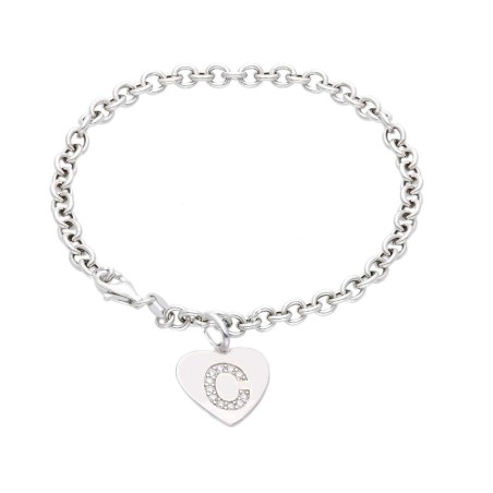 Bracciale in argento 925/ooo e zirconia cubica con iniziale